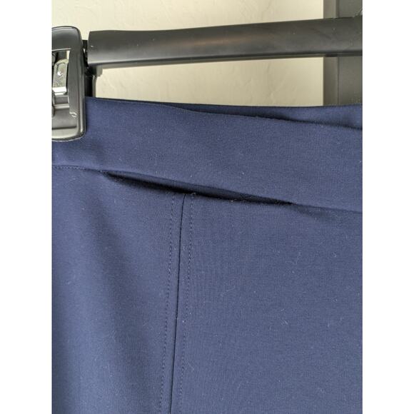 Susan Graver Modern Essentials navy blue ponte knit bootcut pants leg seam - Picture 5 of 6